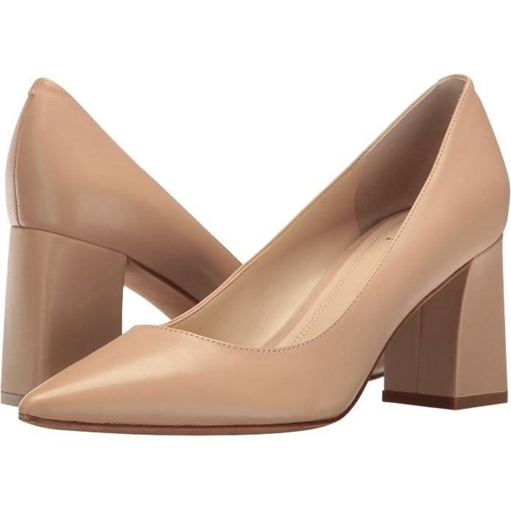 Marc Fisher Pumps Women's Size 5.5M Beige Pointed-Toe Block Heel Minimalist